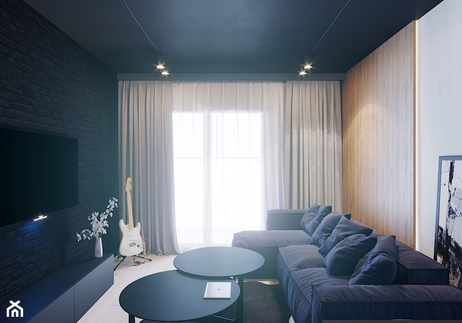 APARTAMENT KRAKÓW 40 M2 - Średni biały czarny salon, styl nowoczesny - zdjęcie od EDYTA SOWIŃSKA INTERIOR DESIGN