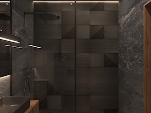 APARTAMENT KRAKÓW 40 M2 - Średnia bez okna z lustrem z punktowym oświetleniem łazienka, styl nowoczesny - zdjęcie od EDYTA SOWIŃSKA INTERIOR DESIGN