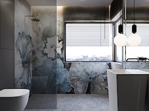 DOM W ZABUDOWIE SZEREGOWEJ 100 M2 TYCHY - Średnia z lustrem z marmurową podłogą łazienka z oknem, styl nowoczesny - zdjęcie od EDYTA SOWIŃSKA INTERIOR DESIGN