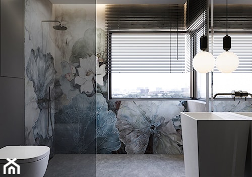 DOM W ZABUDOWIE SZEREGOWEJ 100 M2 TYCHY - Średnia z lustrem z marmurową podłogą łazienka z oknem, styl nowoczesny - zdjęcie od EDYTA SOWIŃSKA INTERIOR DESIGN