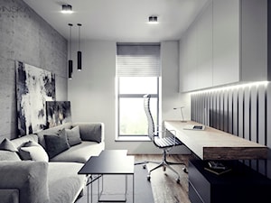 APARTAMENT JAWORZNO 70 M2 - Średnie szare białe biuro domowe w pokoju, styl nowoczesny - zdjęcie od EDYTA SOWIŃSKA INTERIOR DESIGN