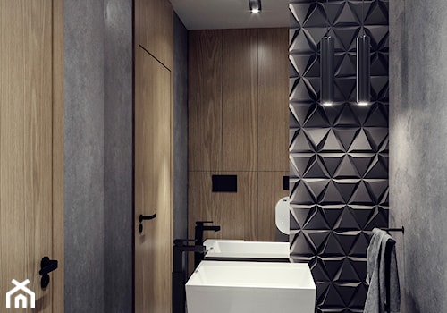 DOM JEDNORODZINNY TARNÓW 250 m2 - Mała bez okna z lustrem łazienka, styl nowoczesny - zdjęcie od EDYTA SOWIŃSKA INTERIOR DESIGN