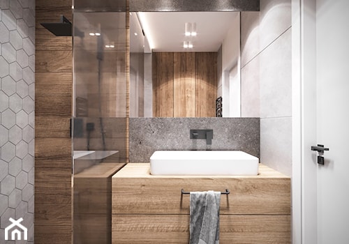 APARTAMENT JAWORZNO 70 M2 - Mała jako pokój kąpielowy z punktowym oświetleniem łazienka, styl nowoczesny - zdjęcie od EDYTA SOWIŃSKA INTERIOR DESIGN