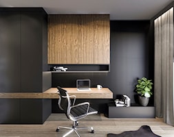 APARTAMENT KATOWICE 75 M2 - Średnie w osobnym pomieszczeniu z zabudowanym biurkiem białe czarne biur ... - zdjęcie od EDYTA SOWIŃSKA INTERIOR DESIGN - Homebook