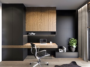 APARTAMENT KATOWICE 75 M2 - Średnie w osobnym pomieszczeniu z zabudowanym biurkiem białe czarne biuro, styl nowoczesny - zdjęcie od EDYTA SOWIŃSKA INTERIOR DESIGN
