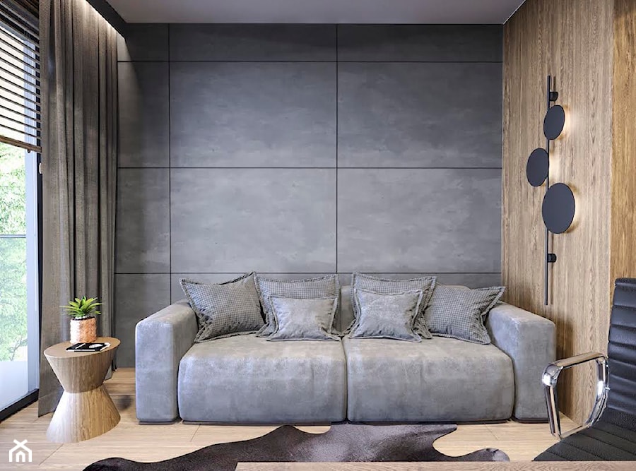APARTAMENT KATOWICE 75 M2 - Małe średnie w osobnym pomieszczeniu z sofą szare biuro, styl nowoczesn ... - zdjęcie od EDYTA SOWIŃSKA INTERIOR DESIGN