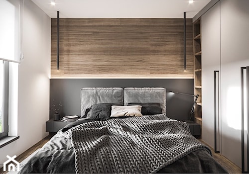 APARTAMENT JAWORZNO 70 M2 - Średnia biała czarna sypialnia, styl nowoczesny - zdjęcie od EDYTA SOWIŃSKA INTERIOR DESIGN