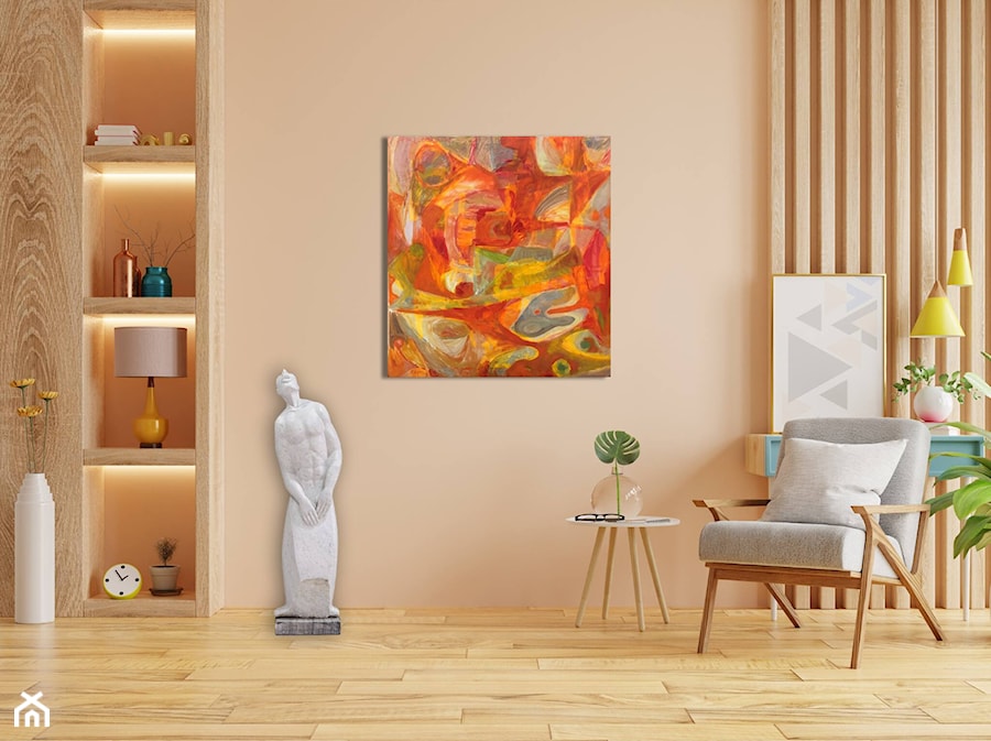 Salon z obrazem i rzeźbą - zdjęcie od Art in House Dom Aukcyjny i Galeria Sztuki
