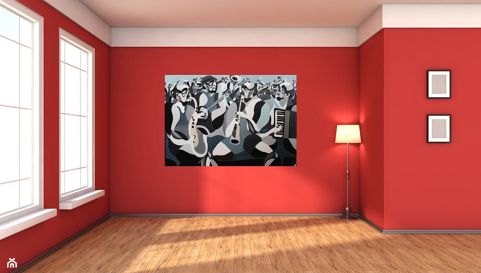 Salon z obrazem: MIRELA BUKAŁA, FEVER, 2023 - zdjęcie od Art in House Dom Aukcyjny i Galeria Sztuki - Homebook
