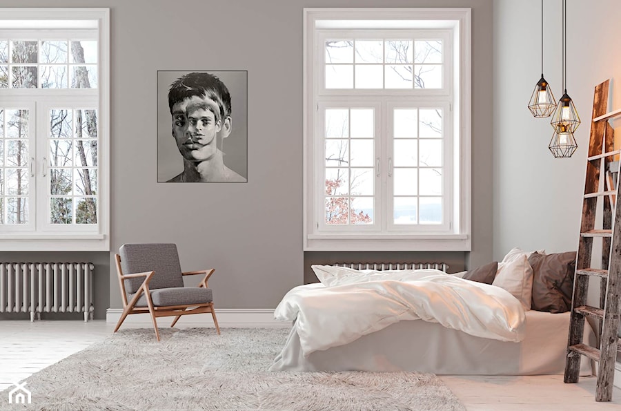 Sypialnia z obrazem: ŁUKASZ BILIŃSKI, INSIDE OUT, 2023 - zdjęcie od Art in House Dom Aukcyjny i Galeria Sztuki