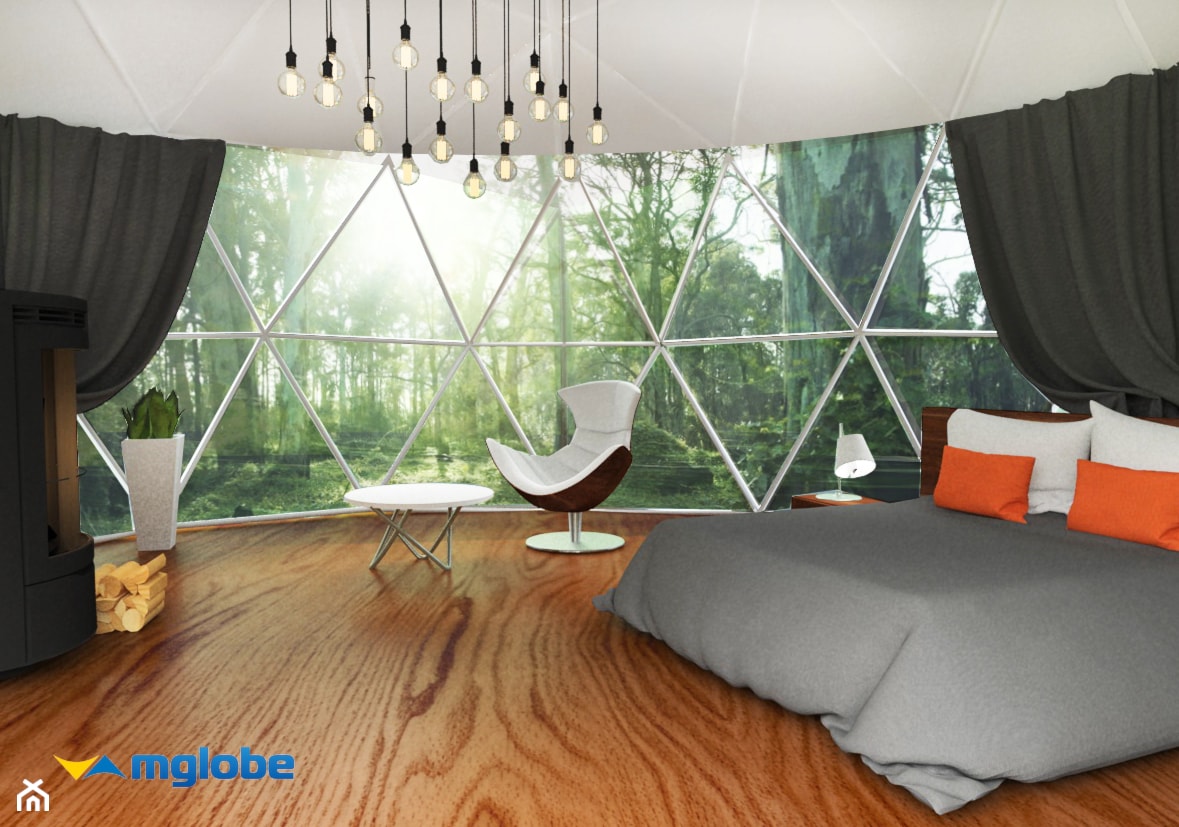Koncepcja wizualna namiotu sferycznego w wersji Glamping. - zdjęcie od MGlobe - Namioty Sferyczne - Homebook