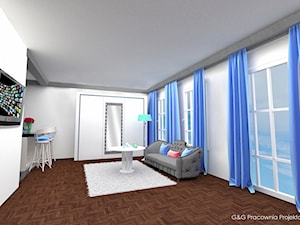 Wizualizacja apartamentu w Kołobrzegu - Salon, styl nowoczesny - zdjęcie od G&G Pracownia Projektowa