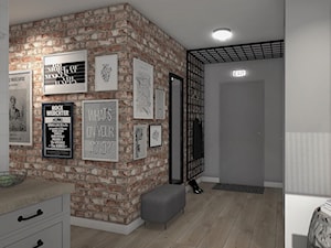 Salon w stylu industrialnym - Średni z wieszakiem szary hol / przedpokój, styl industrialny - zdjęcie od Projekty Wnętrz KOZAK