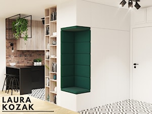 Salon z czarną kuchnią - Hol / przedpokój, styl nowoczesny - zdjęcie od Projekty Wnętrz KOZAK