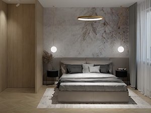 Mieszkanie w beżach i szarościach - Sypialnia, styl nowoczesny - zdjęcie od Projekty Wnętrz KOZAK