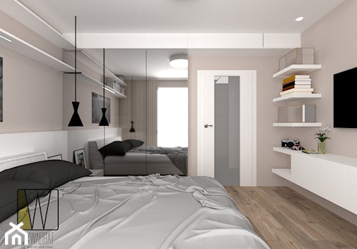 Sypialnia małżeńska - Średnia biała sypialnia, styl nowoczesny - zdjęcie od W Kwadrat