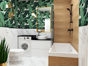 Łazienka w bananowcach - Mała bez okna z pralką / suszarką z lustrem łazienka, styl nowoczesny - zdjęcie od W Kwadrat