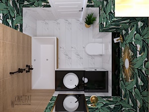 Łazienka w bananowcach - Średnia bez okna z pralką / suszarką z marmurową podłogą łazienka - zdjęcie od W Kwadrat