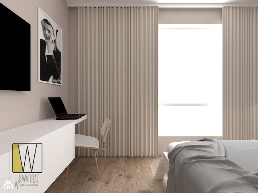 Sypialnia małżeńska - Średnia beżowa sypialnia, styl nowoczesny - zdjęcie od W Kwadrat