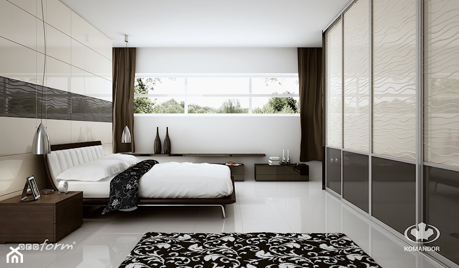 Sypialnia KOMANDOR - Średnia beżowa biała sypialnia, styl nowoczesny - zdjęcie od Komandor - Wnętrza z Charakterem