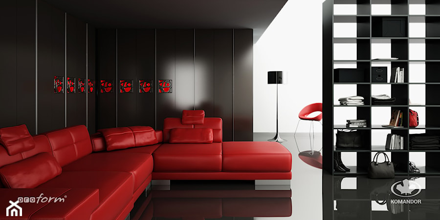 Garderoba KOMANDOR - Średni czarny salon, styl nowoczesny - zdjęcie od Komandor - Wnętrza z Charakterem