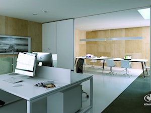 Biuro - Duże białe biuro, styl nowoczesny - zdjęcie od Komandor - Wnętrza z Charakterem