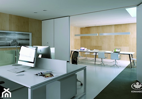 Biuro - Duże białe biuro, styl nowoczesny - zdjęcie od Komandor - Wnętrza z Charakterem