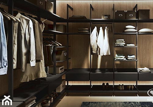 Garderoba KOMANDOR - Duża otwarta garderoba oddzielne pomieszczenie, styl industrialny - zdjęcie od Komandor - Wnętrza z Charakterem