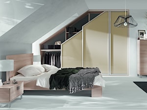 Sypialnia KOMANDOR - Duża biała szara sypialnia na poddaszu, styl nowoczesny - zdjęcie od Komandor - Wnętrza z Charakterem