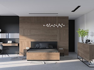 Sypialnia KOMANDOR - Średnia biała czarna z biurkiem sypialnia, styl industrialny - zdjęcie od Komandor - Wnętrza z Charakterem