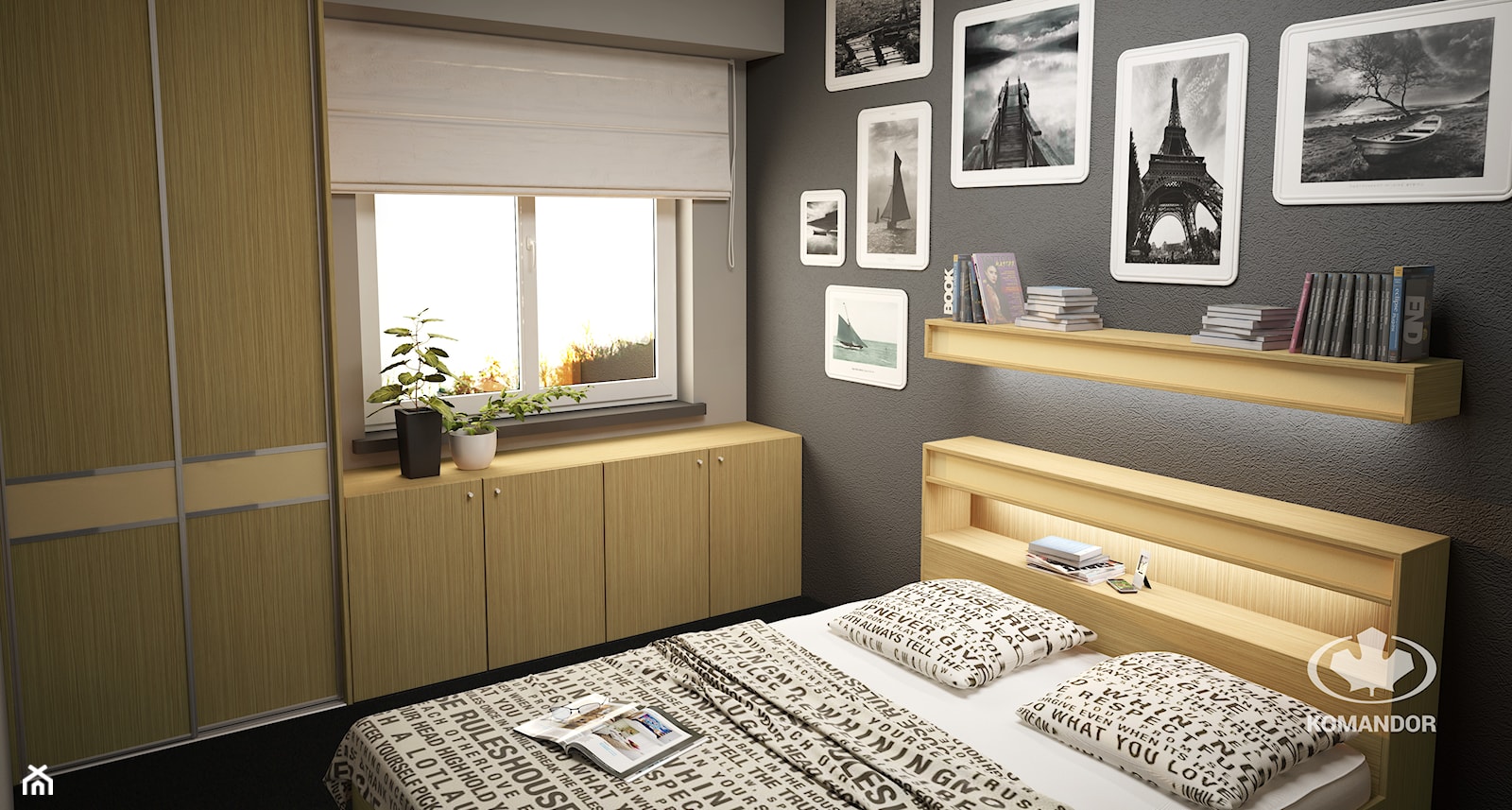 Sypialnia KOMANDOR - Mała czarna sypialnia, styl tradycyjny - zdjęcie od Komandor - Wnętrza z Charakterem - Homebook