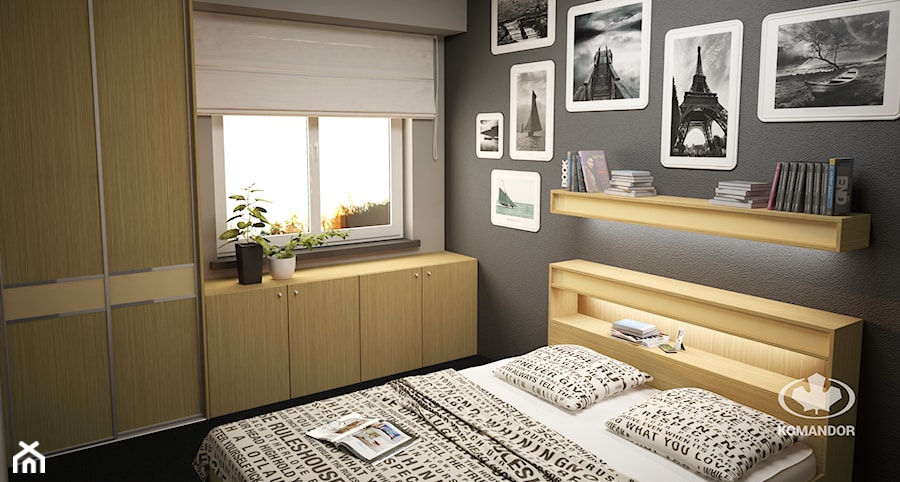 Sypialnia KOMANDOR - Mała czarna sypialnia, styl tradycyjny - zdjęcie od Komandor - Wnętrza z Charakterem