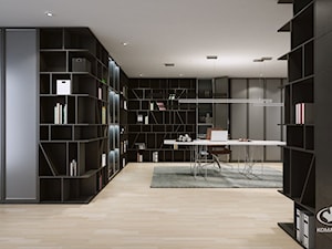 Biuro - Duże czarne biuro, styl nowoczesny - zdjęcie od Komandor - Wnętrza z Charakterem
