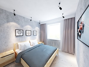 W klimacie białych cegieł - Średnia biała szara sypialnia, styl skandynawski - zdjęcie od Mirage Studio