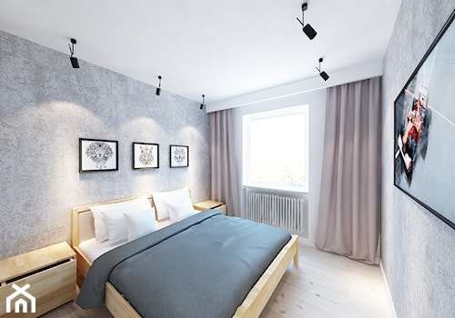 W klimacie białych cegieł - Średnia biała szara sypialnia, styl skandynawski - zdjęcie od Mirage Studio