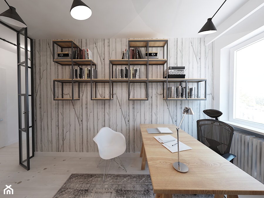 W klimacie białych cegieł - Średnie białe biuro, styl skandynawski - zdjęcie od Mirage Studio