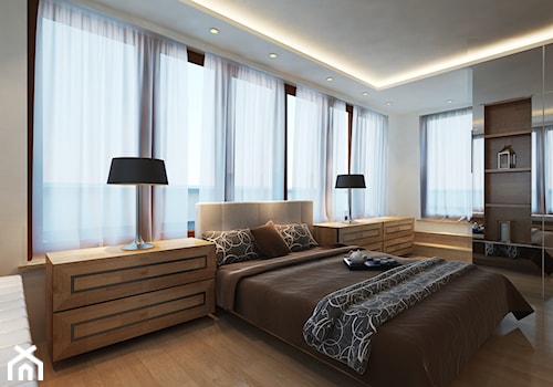Apartament na Mokotowie - Duża biała sypialnia, styl glamour - zdjęcie od Mirage Studio