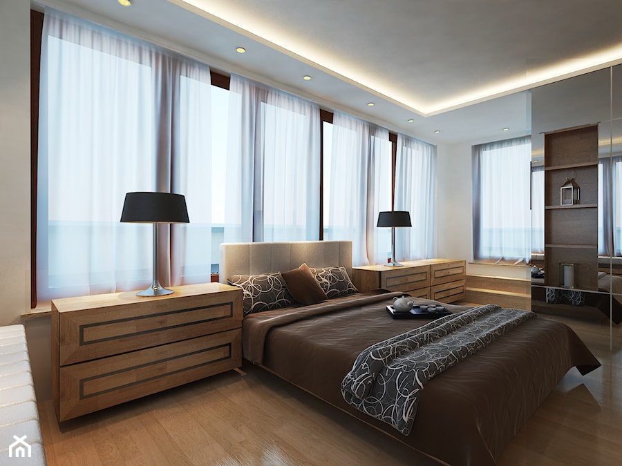 Apartament na Mokotowie - Duża biała sypialnia, styl glamour - zdjęcie od Mirage Studio