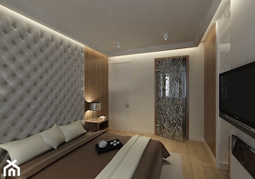 Metamorfoza mieszkania w kamienicy w Warszawie - Średnia beżowa sypialnia z łazienką, styl nowoczesny - zdjęcie od Mirage Studio