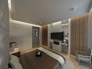 Metamorfoza mieszkania w kamienicy w Warszawie - Duża beżowa sypialnia, styl nowoczesny - zdjęcie od Mirage Studio