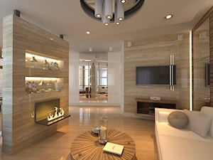 Apartament na Mokotowie - Średni beżowy salon, styl glamour - zdjęcie od Mirage Studio
