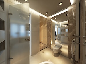 Apartament na Mokotowie - Średnia z lustrem z punktowym oświetleniem łazienka z oknem, styl glamour - zdjęcie od Mirage Studio