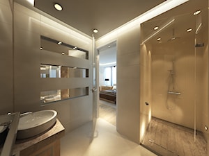 Apartament na Mokotowie - Średnia bez okna z lustrem z punktowym oświetleniem łazienka, styl glamour - zdjęcie od Mirage Studio