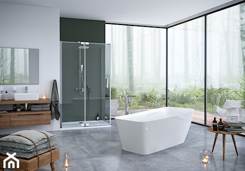 Umywalki - Średnia na poddaszu łazienka z oknem, styl minimalistyczny - zdjęcie od EXCELLENT
