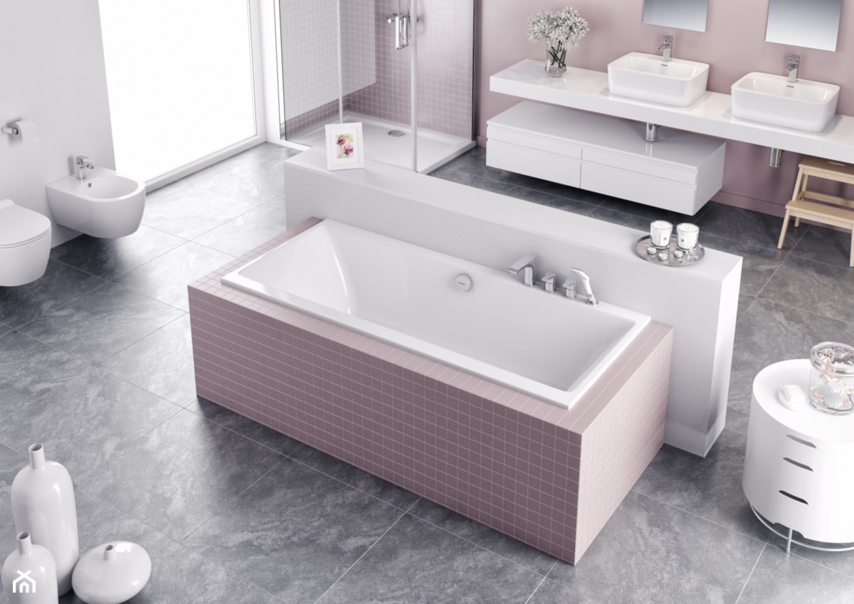 Wanny - Duża jako pokój kąpielowy z dwoma umywalkami łazienka z oknem, styl nowoczesny - zdjęcie od EXCELLENT - Homebook
