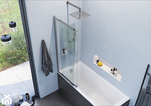 Kabiny i parawany - Mała łazienka z oknem, styl minimalistyczny - zdjęcie od EXCELLENT