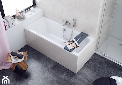 Dodatki i akcesoria łazienkowe - Średnia z marmurową podłogą łazienka z oknem - zdjęcie od EXCELLENT