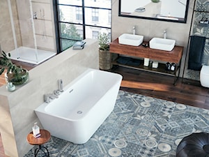 Baterie do wanien wolnostojących - Duża jako pokój kąpielowy łazienka z oknem, styl nowoczesny - zdjęcie od EXCELLENT