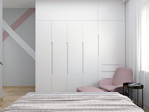projekt mieszkania Czarodziejska - Średnia biała szara sypialnia, styl nowoczesny - zdjęcie od BRight Studio