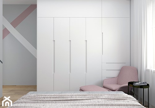 projekt mieszkania Czarodziejska - Średnia biała szara sypialnia, styl nowoczesny - zdjęcie od BRight Studio